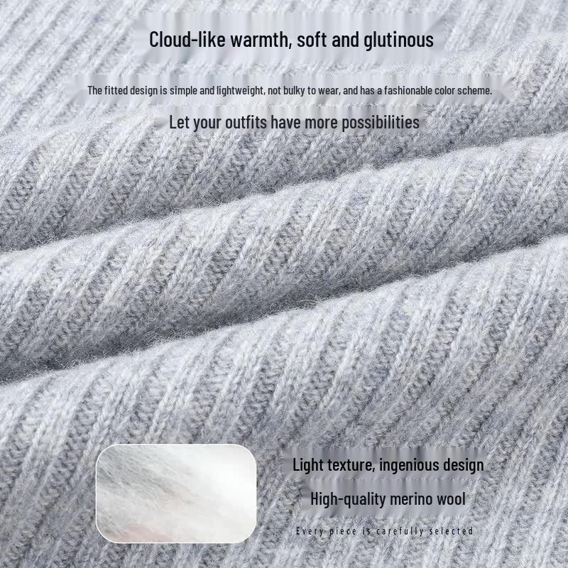 SNOWFLYING Women's Ribbed Wool Sweater with Cashmere