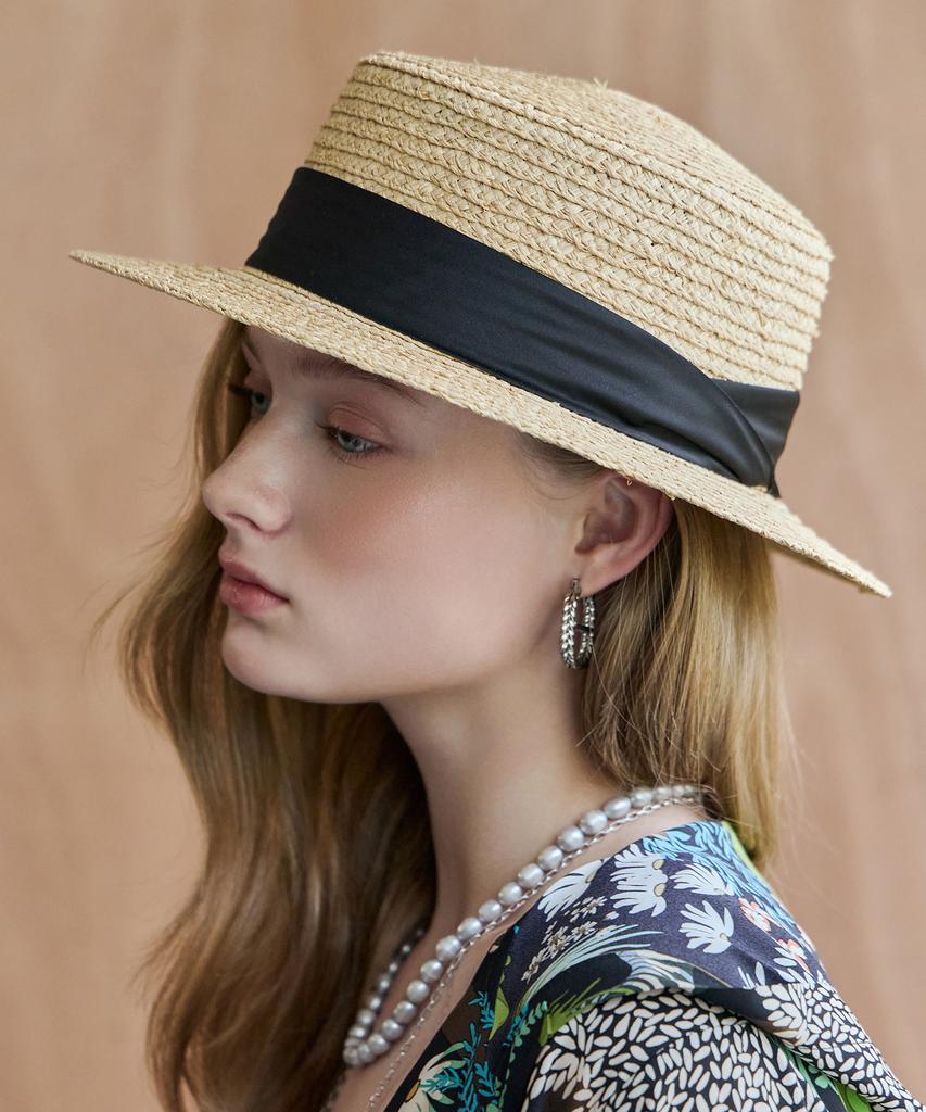 MAXZA Classic Raffia Ribbon Boater Hat