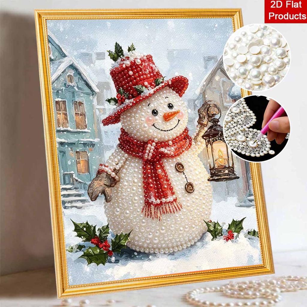 Christmas pearl painting art painting kit handmade diy home decoration painting snowman lantern winter scene 122 characters