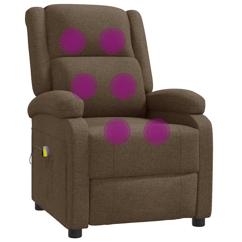 Massage Chair, Brown, Upholstered In Fabric