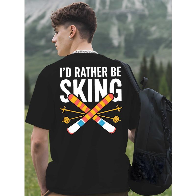 

European Size Men S T-Shirts with a Back Print Saying I D Rather Be Skiing , Perfect for Basketball Practice,Featuring a Round Neck And Short Sleeves S чёрный