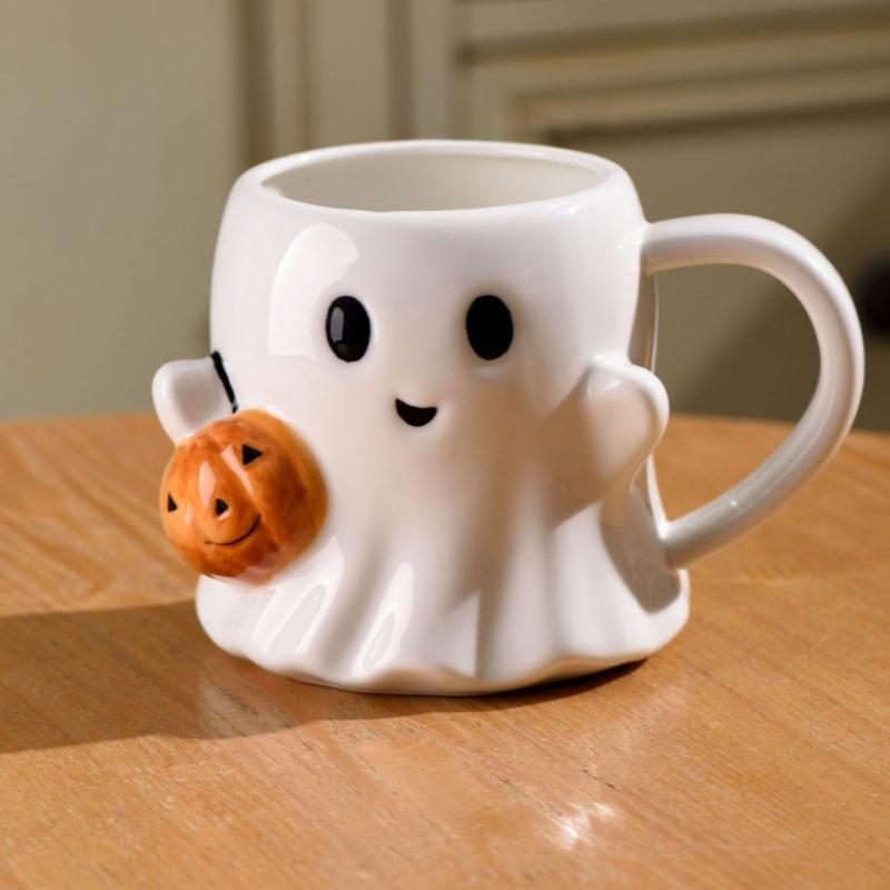 Scary Specters Shape Ceramic Mugs 600ml Large Capacity Halloween Innovative Gift for Home Office Use