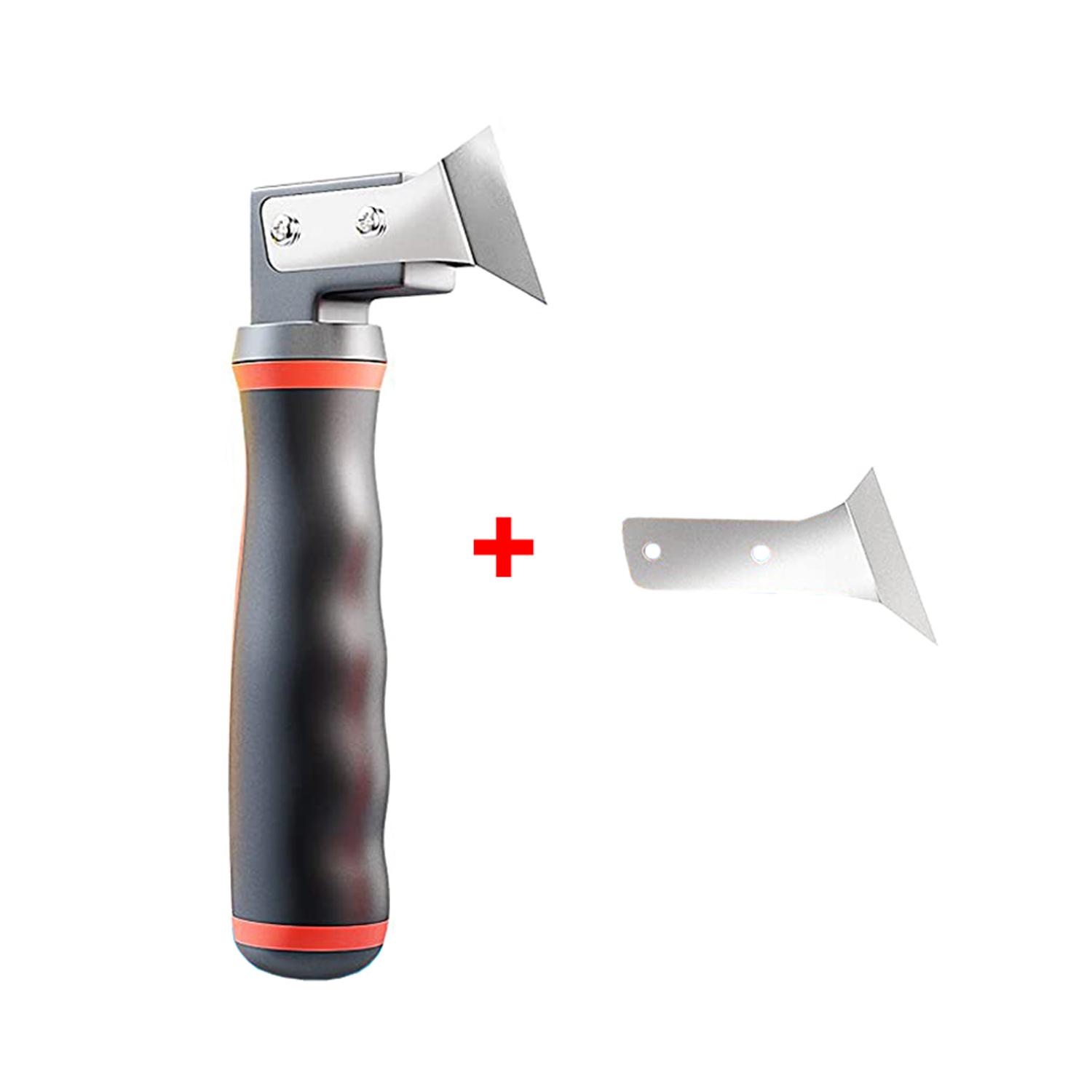Steel Right Angle Blade Plastic Handle Silicone Removal Tool Grout Shark Scraper Knife (Black,Grout Scraper)