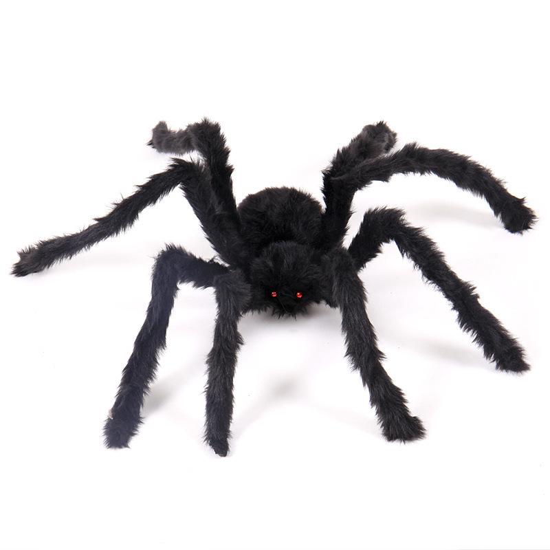 Black Plush Spider Decorations for Halloween Parties and Pranks