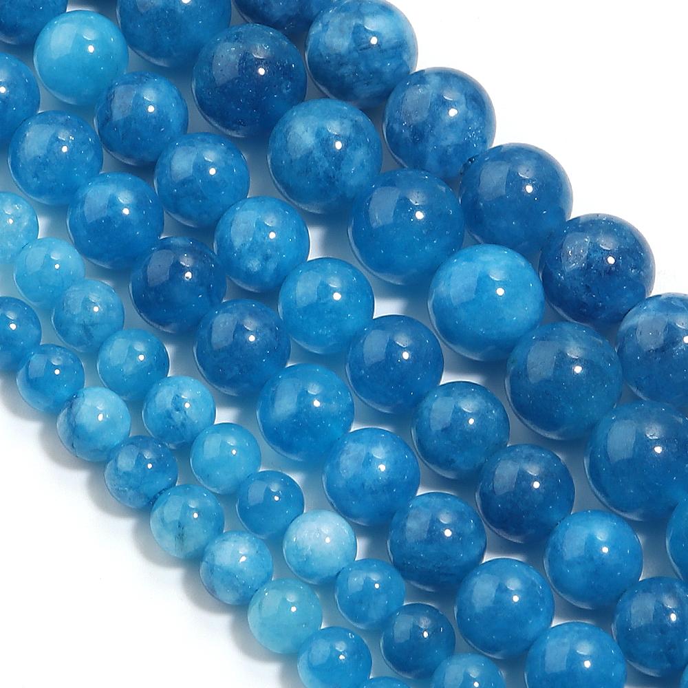 6 8 10mm Natural Apatite Stone Beads Blue Round Loose Spacer Beads For Jewelry Making DIY Crafts Bracelets Necklace Accessories