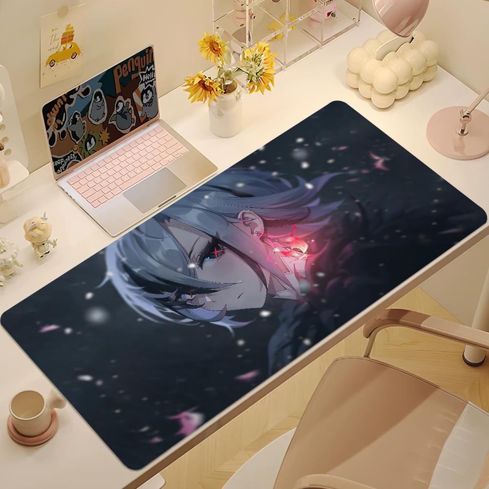Anime Arlecchino Mouse Pad Large NonSlip Gaming Desk Mat Laptop Keyboard Tray Office Pc Rubber Genshin Impact Soft Black