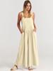 2023 European & American Women's Solid Color Casual Cotton Linen Strappy Jumpsuit