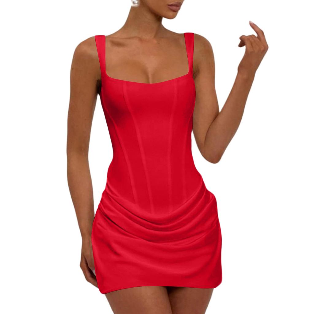 Ladies' Casual Slim Fit Fishbone Desire Suspender, Hip Hugging Dress, Short Skirt