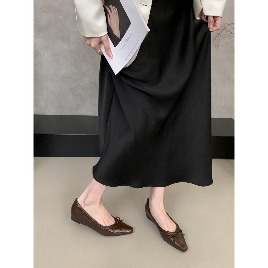 FengLiDa inner height increase bow pointed single shoes women's 2025 spring and autumn new models with skirts ladyshoes women's shoes