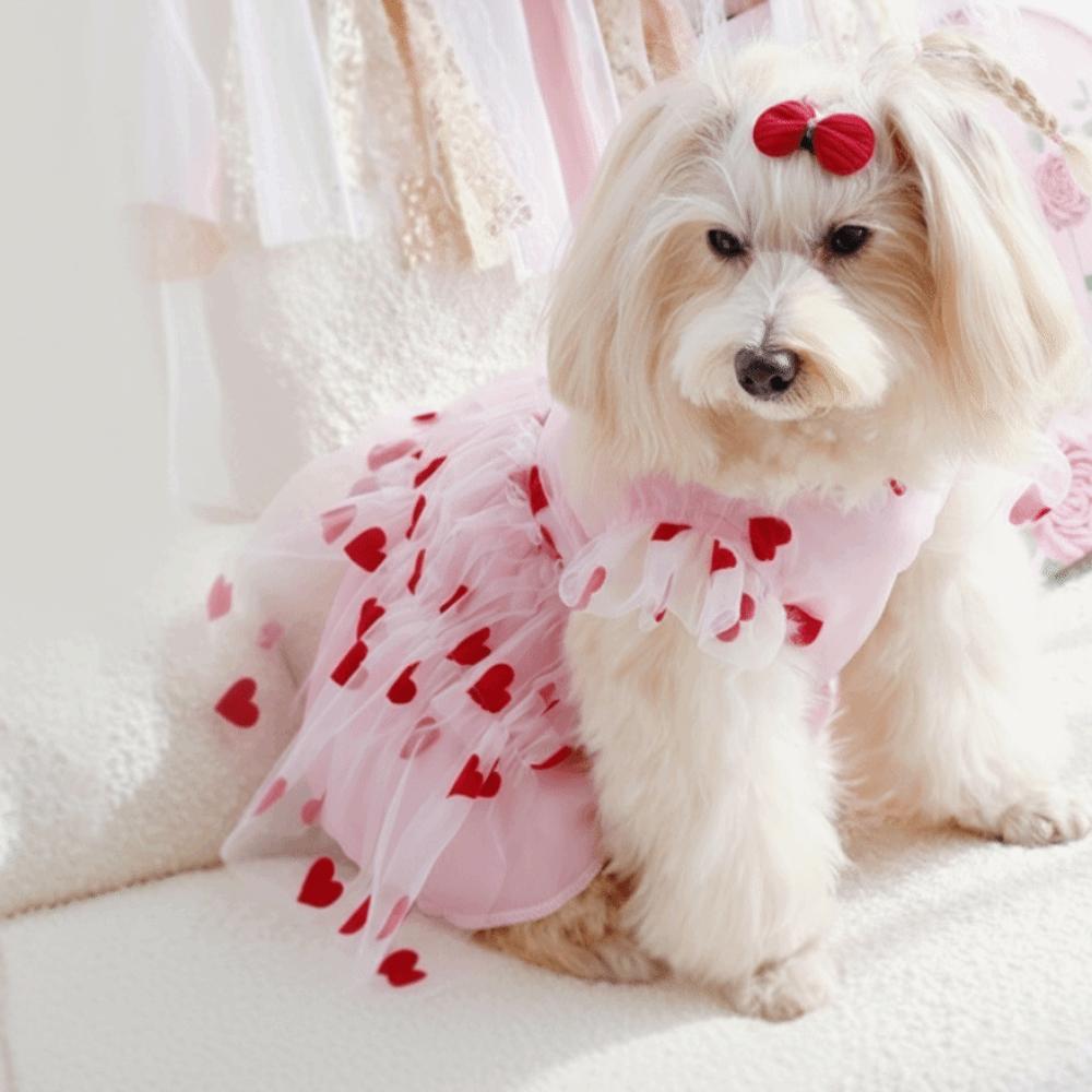 Ruffle Trim Dog Tulle Skirt Thin Breathable Puppy Wedding Dress Dog Summer Vest  Casual Fashion