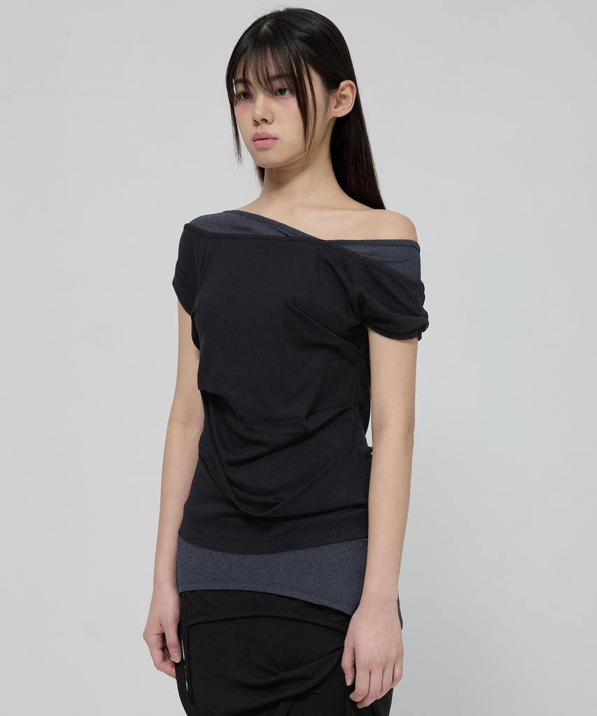 Peulleeoeob 2-Layered Top (Fl-141_Black&Charcoal)
