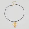 Cross Necklace Gothic Style Clavicle Chain Diamond Studded Crucifix Pendant Neckchain Handmade Gifts for Women Girl