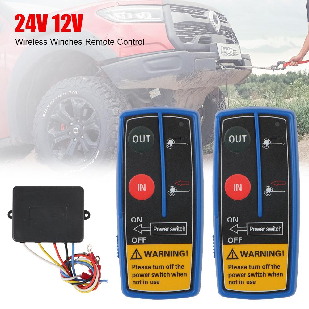 For Jeep ATV SUV Trailer Dual Handset Switch Controller 24V 12V Wireless Electric Winch Remote Control Universal