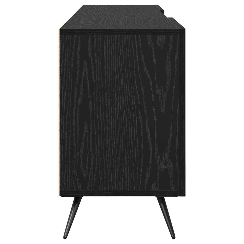 TV Cabinet In Black Oak Look 150 X 30 X 50 Cm Engineered Wood