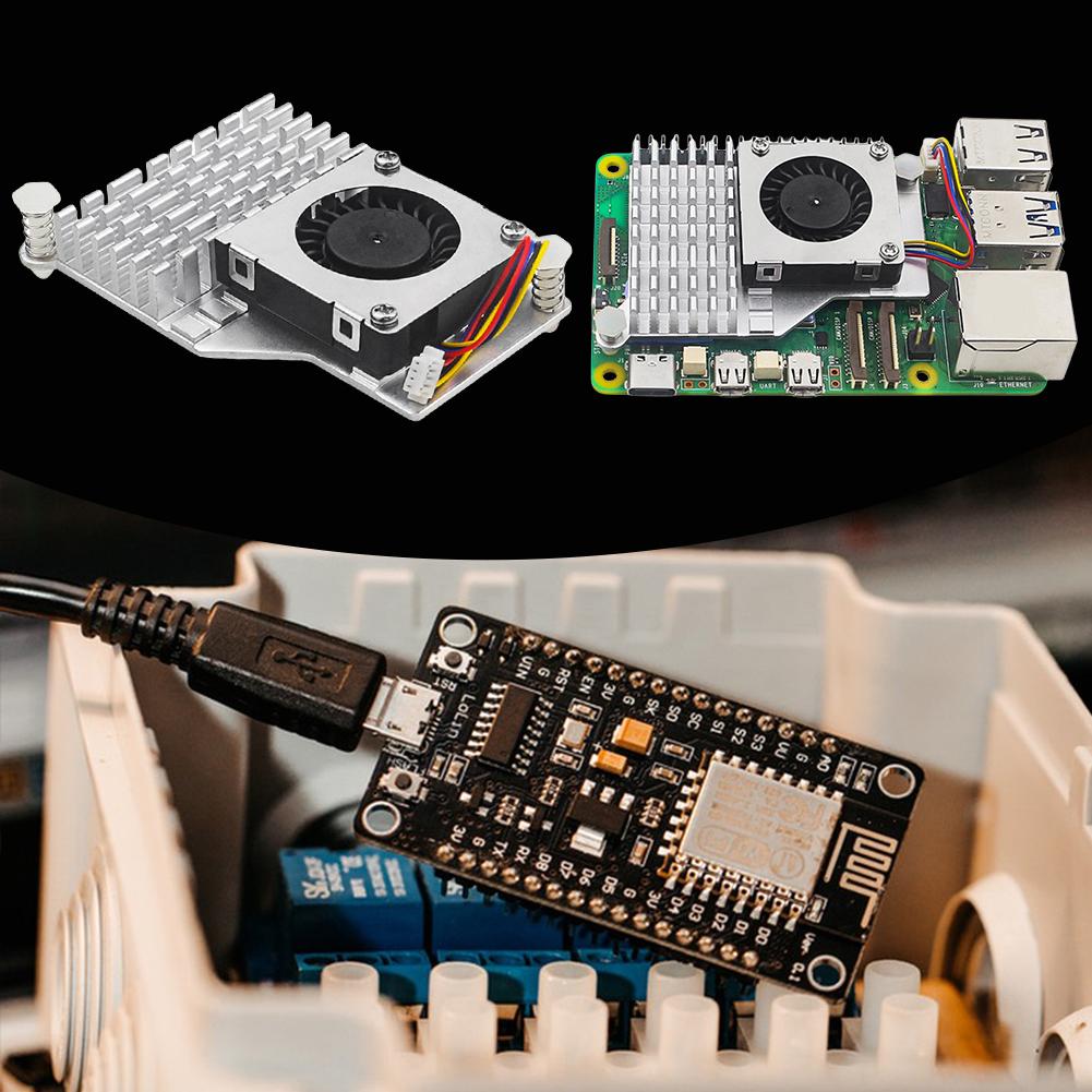 For Raspberry Pi 5 Active Cooler Fin Heatsink with Adjustable Speed Cooling Fan Cooling Radiator Compatible Holder