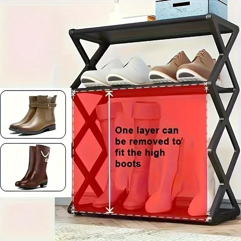 Retro Style 4-Tier Folding Shoe Rack, Space-Saving Storage Organizer for 12 Pairs, No Electricity Required, Foldable Boot Rack for Living Room
