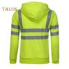 Reflective Safety Hoodie 360 Degree Reflective Zones High Visibility Quick Dry Long Sleeves Outdoor Construction Worker Top for Night Shift Running