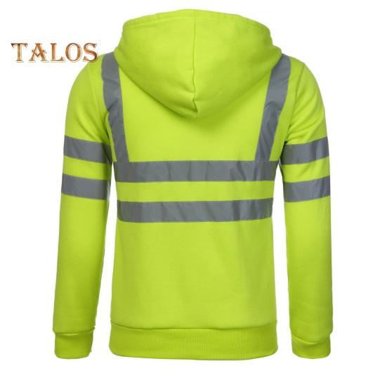 Reflective Safety Hoodie 360 Degree Reflective Zones High Visibility Quick Dry Long Sleeves Outdoor Construction Worker Top for Night Shift Running