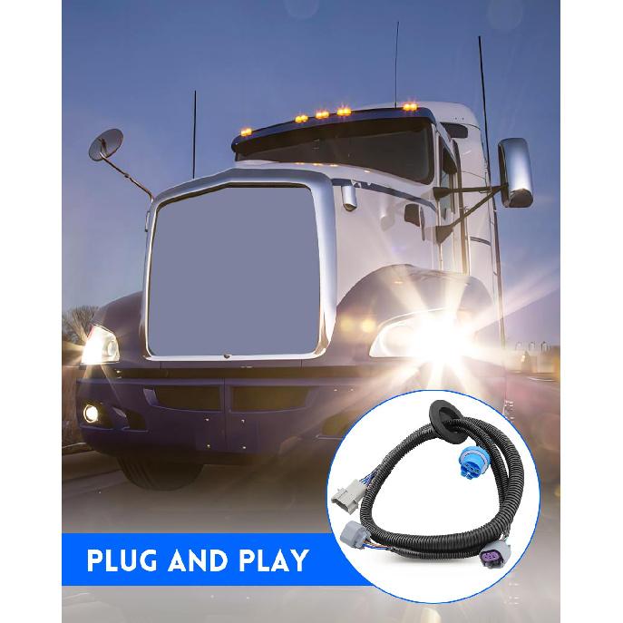 Headlight Wiring Harness Fit for Peterbilt 386 (2005-2015)/387 (1999-2010), Replace 61A3002-0474, 1-34267, 2PCS