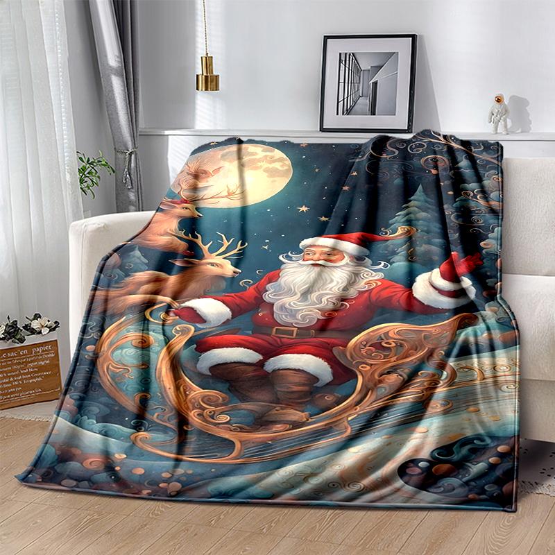 1Pc Santa Claus Moonlight Blanket Soft And Comfortable Casual Warm Camping Travel Christmas Halloween Gift M921245