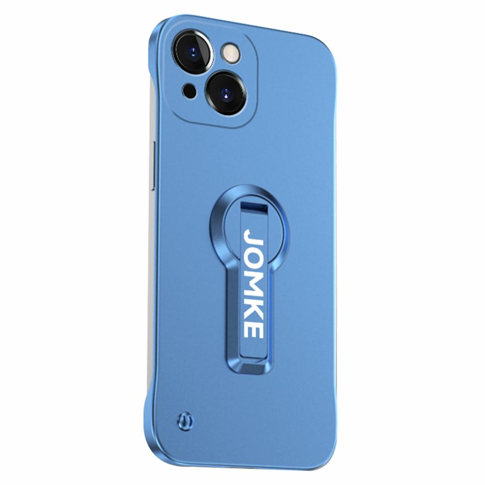 

For iPhone 15 Case Hard PC Frameless Baking Paint Kickstand Phone Cover Blue