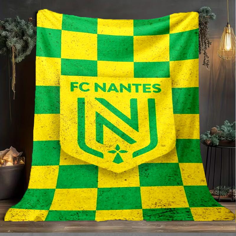 1PC Fc Nan-tes Crest Design Printed Soft Flannel Blanket Throw for Adult Bedroom Living Room Sofa Camping Travel Fan gifts Christmas Gifts