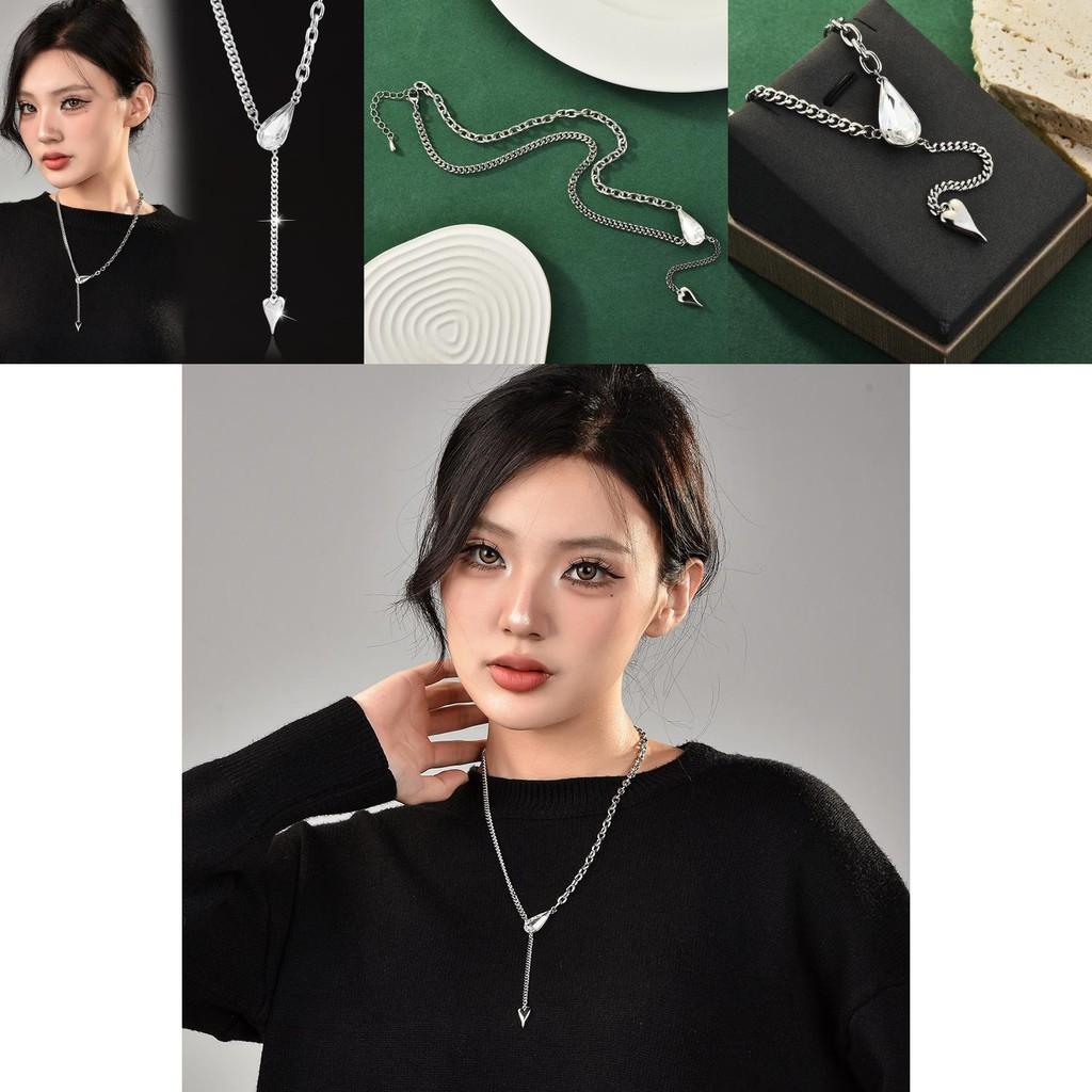 Elegant Water Drop Crystal Chain Necklace For Women Versatile Stylish Jewelry Piece