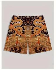 Stampa Uomo 2025, Pantaloncini da Spiaggia, Fantasia Paesaggio con Draghi, Costume da Bagno Estivo Traspirante Street
