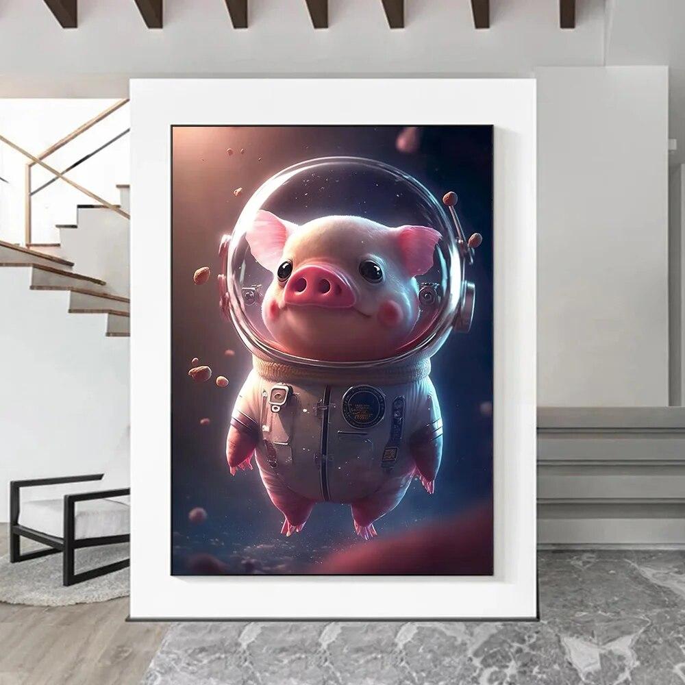 Desene Animate Astronaut Animal Imprimeuri Poster Pentru Dormitor Copii Decor Acasă Amuzant Spațiu Panda Papagal Girafă Pictură pe Pânză Artă de Perete Fără Ramă