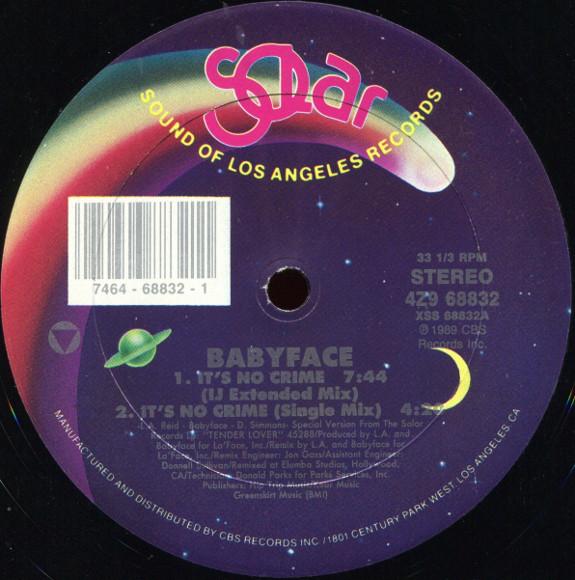 

12inch Record BABYFACE - It s No Crime 4Z968832 Solar 1989 US Soul/Funk Used