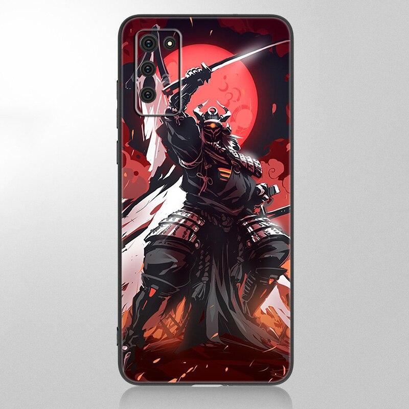 Japanese Samurai Phone Case For Samsung Galaxy A12 A02S A22 A32 A52 A72 A71 A51 A41 A31 A21 A11 A50 A70 A10S A20S Black Cover
