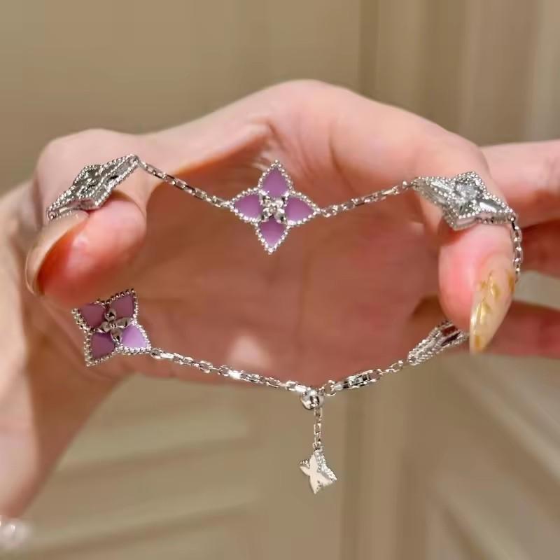 S925 silver shining eternal petals design adjustable bracelet suitable for women wedding holiday jewelry banquet gifts