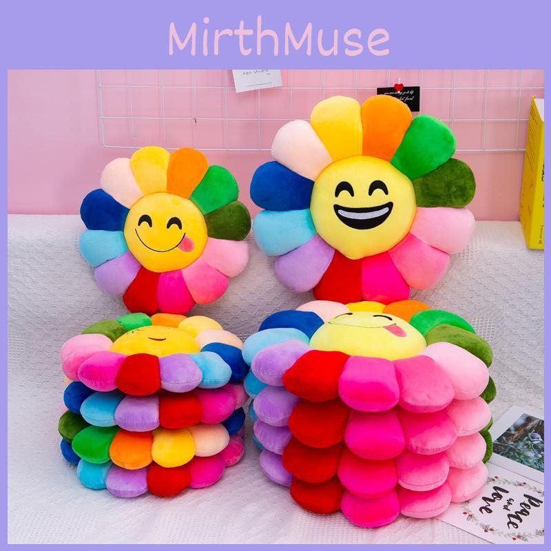 Colorful Sunflower Plush Cushion Smiley Face Pillow Ultra-soft Short Plush Pp Cotton