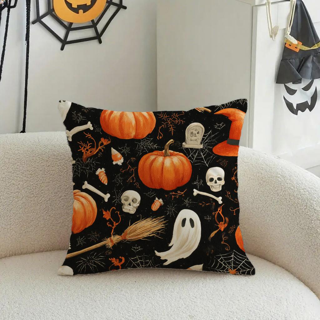 Halloween-themed Pumpkin & Ghost PillowsSuitable for Sofa Car Bedroom Decorative Cushion Cover Pillow Cover
