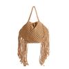 Diseño de Verano Bolso de Hombro Tejido con Borlas para Mujer Versátil de Moda Playa Calado Bolso de Mano Ligero Bolsas de Paja para Vacaciones