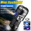 9LED Strong Light LED Flashlight TYPE-C Charging Torch with COB Light Portable LED Flashlight Outdoor for Home Emergency
