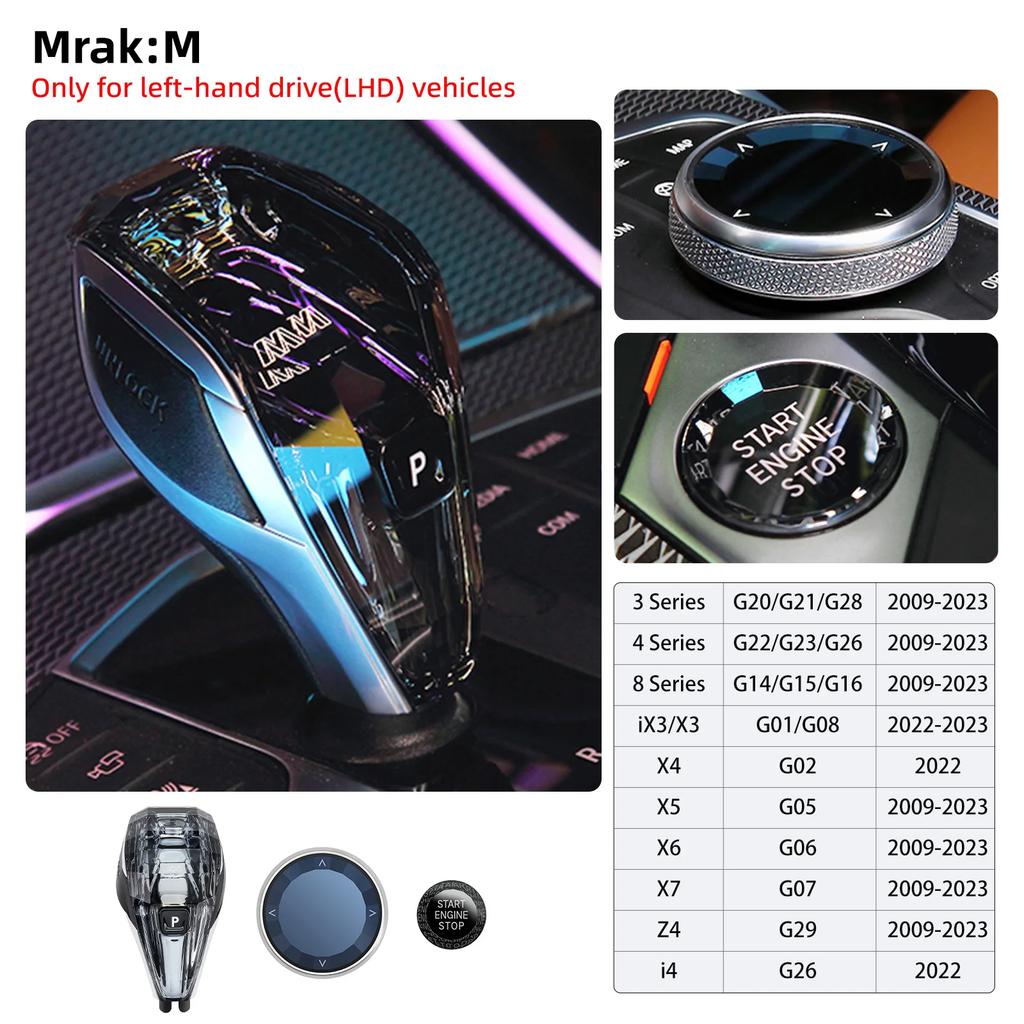 3 Piece Set Crystal Gear Shift Knob Lever 3 4 8 Series X3 X4 X5 X6 X7 Z4 I4 G26 G20 G16 G01 Psychedelic Crystal Gear Handle