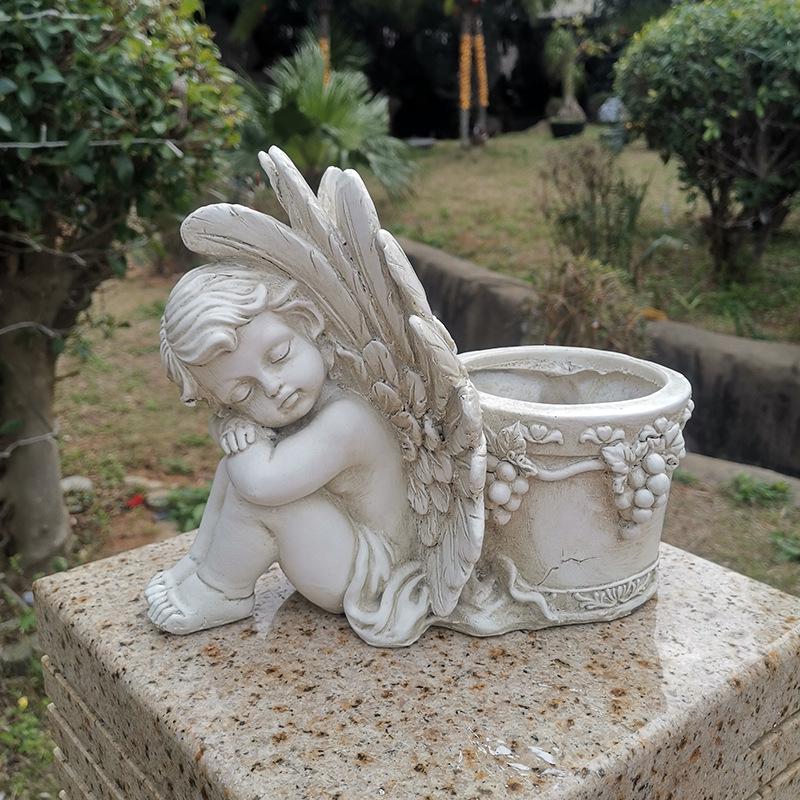 European Creative Angel Flower Pot for Succulents - Outdoor Garden Resin Sculpture Ornament