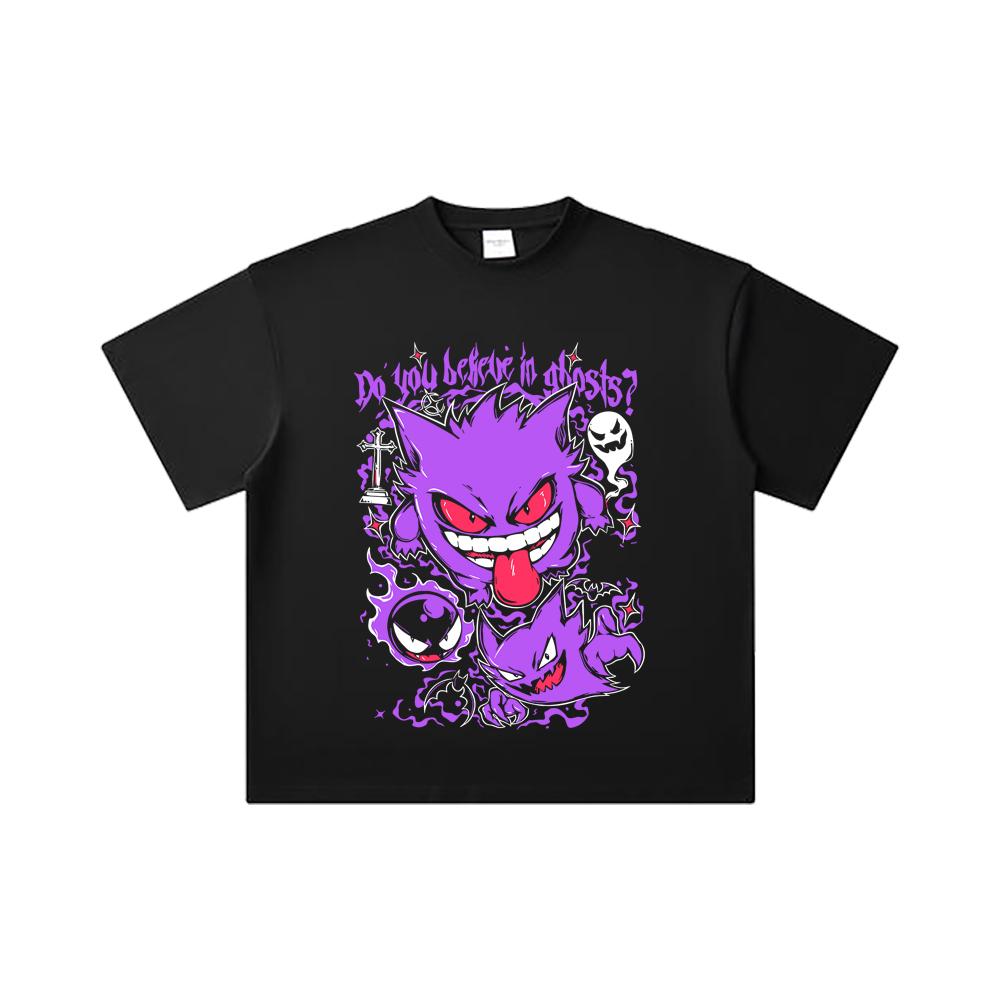 260 GSM Double Yarn 32 Count 100% Cotton Pokemon V3 Ghosts Print Unisex Heavy Cotton T Shirt