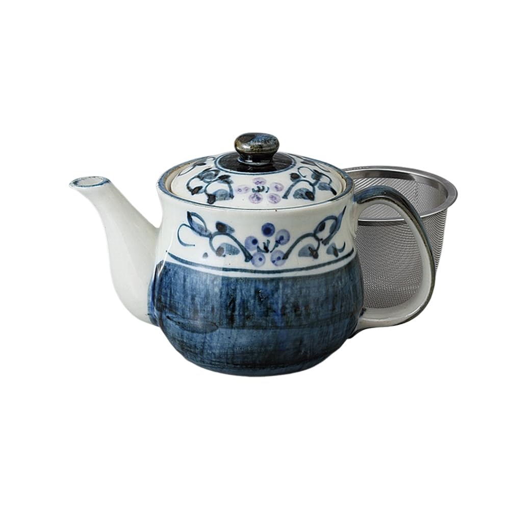 X X 11 Plum Arabesque Design Tea Mino Made In Stylish Ale-net Teapot, 17.5 9.3 Cm, 2.5-go (440cc), (with Strainer), Ware, Japan,
