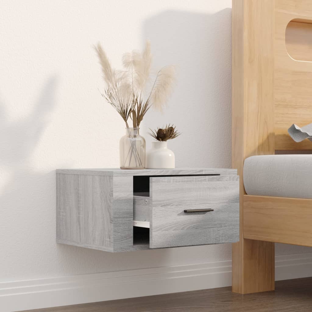 Wall Mounted Nightstand Gray Sonoma 50 x 36 x 25 cm