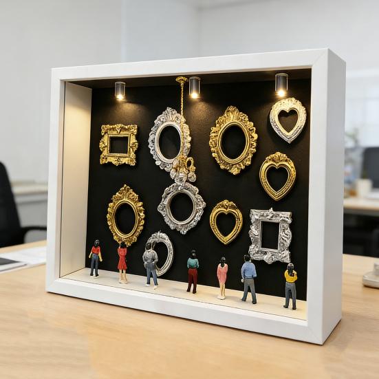 DIY Mini muzeum siluetní krabička s malými rámečky figurka světlo personalizovaný fotorámeček stínová krabička výročí svatba narozeninová dekorace