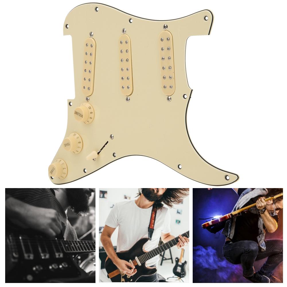 Pre Wired Pickguard Pickup Set Single Coil Beige Electric Guitar Musical Instrument Accessories