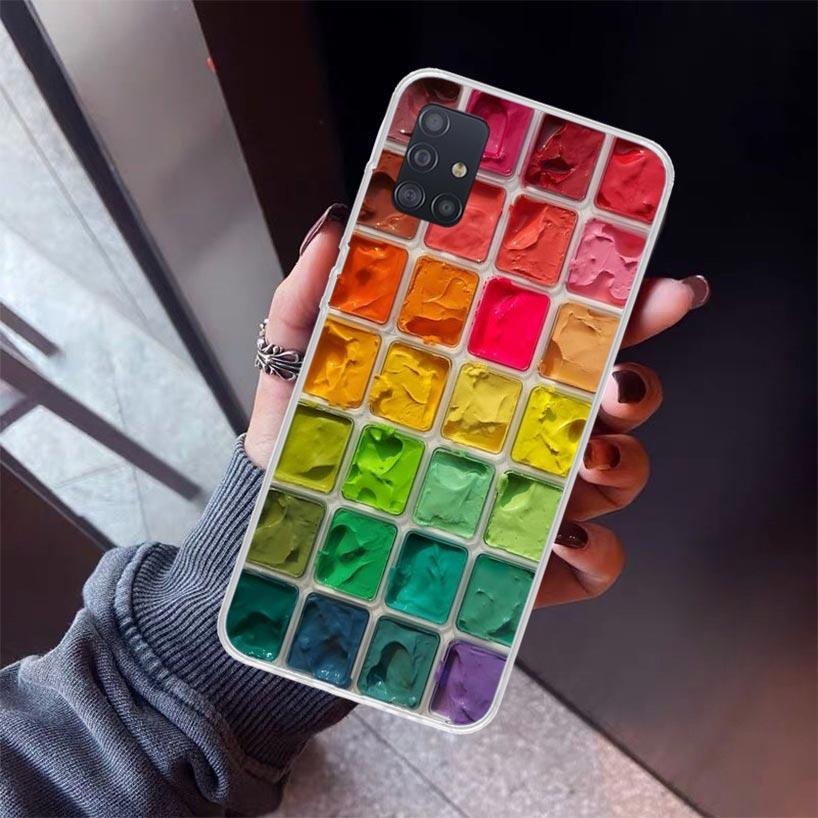 Watercolors Set Paint Palette Painting Box Phone Case For Samsung Galaxy A12 A52S A42 A32 A22 A51 A50 Note 20 Ultra 10 S10 Plus