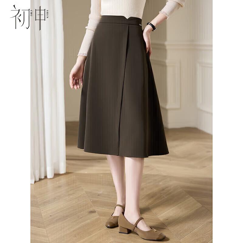 Chushen Women s High-Waist Mid-Length A-Line Skirt M