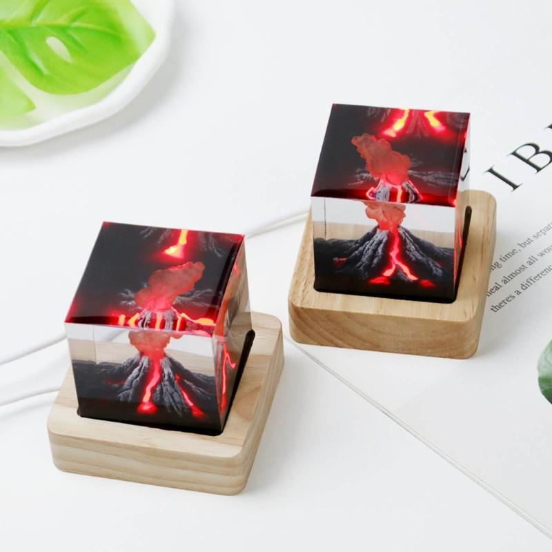 Striking Fire Sculpture Volcano Eruptions Night Light Impressive Detailing Eruptions Sculpture Night Lamp Home Decors