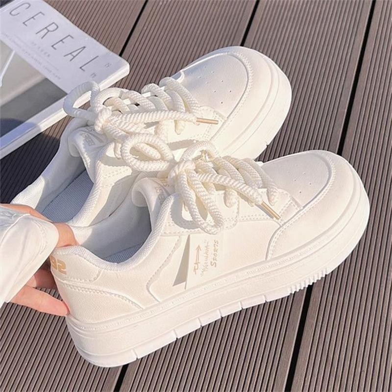 Fashion Platform Sneakers For Women Fashion White Sneaker Tennis Shoes Casual Low Top Leather Non Slip Sneakers