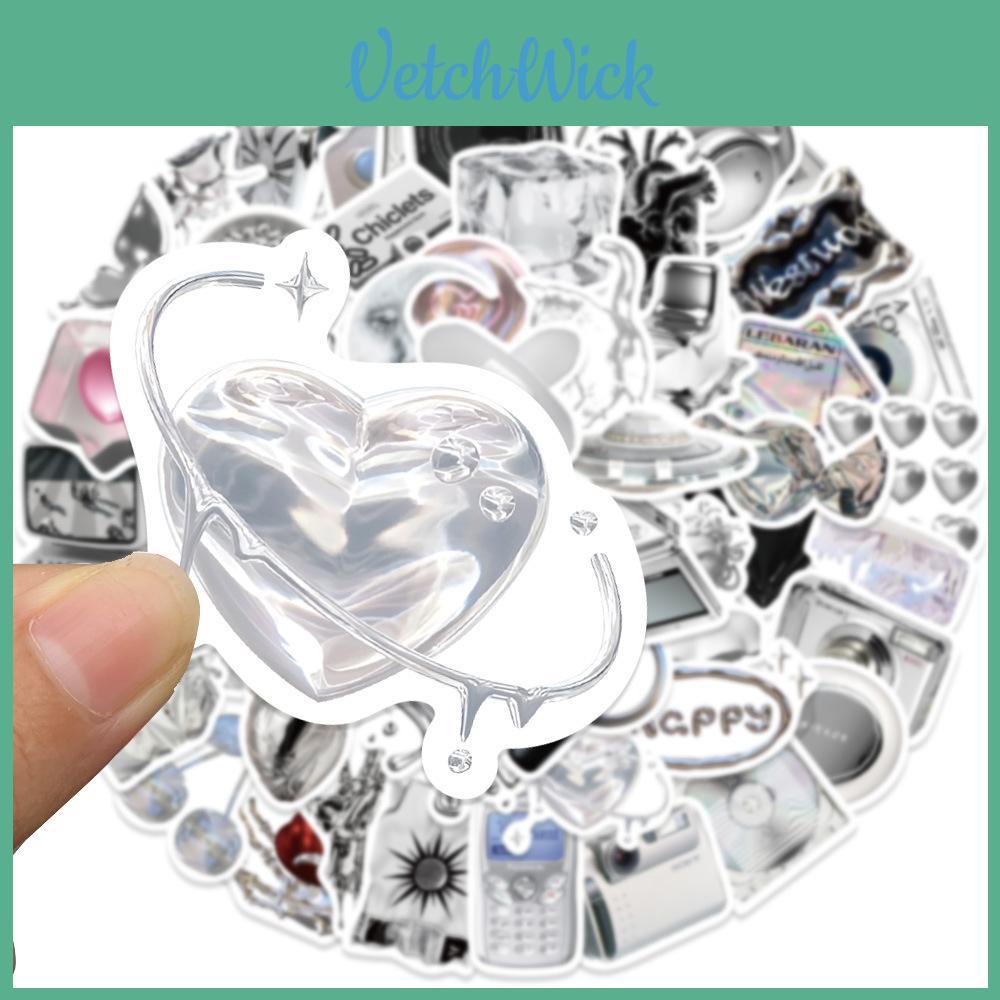 Premium Silver Sulfate Sticker 66 Pieces Of High-quality Pvc Waterproof Decals For Diy Guitar Phone Skateboard And Bicycle Adhesive And Stylish