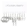 5-Piece Halloween Silver Spider, Skull, Pumpkin Earrings