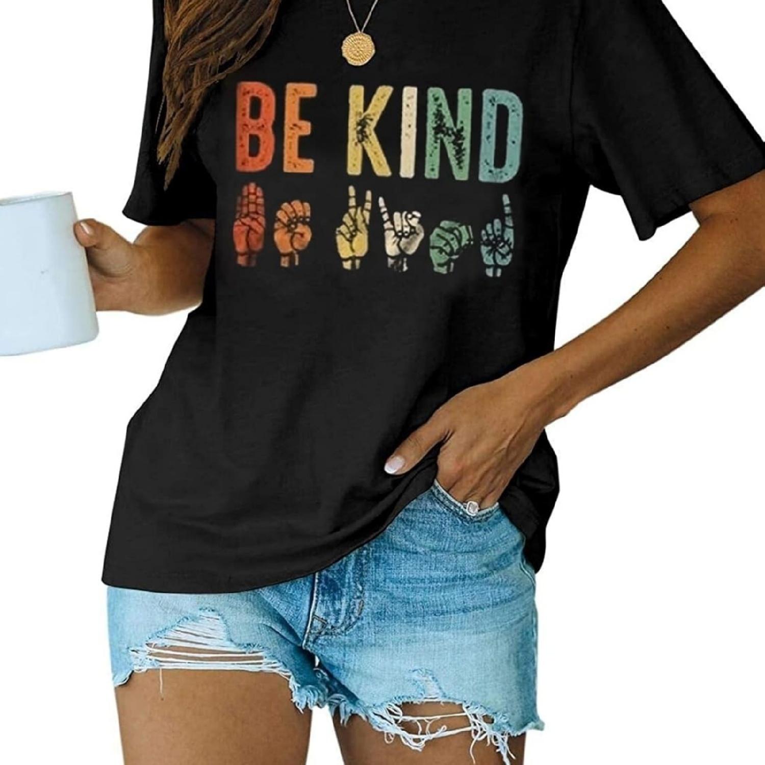 

Blooming Jelly Womens Be Kind Shirt Short Sleeve Graphic Tees Loose Fit Tshirts Cute Casual Summer Tops Funny Teacher Outfits XXXXXL різнокольоровий